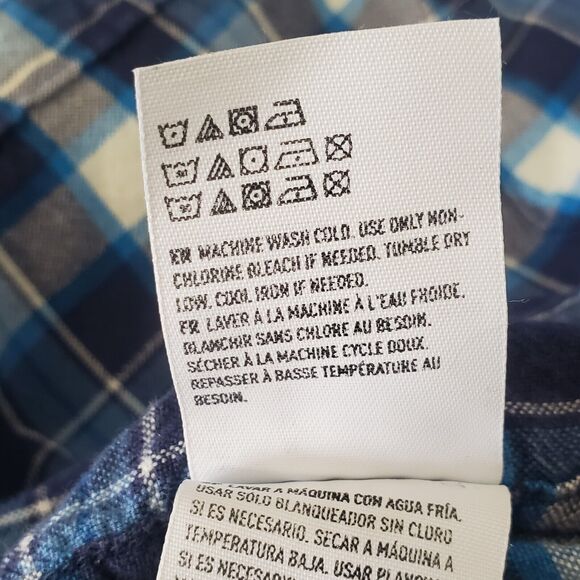 American Eagle Button Down Shirt Mens Medium Seriously Soft Blue Plaid Cotton - Picture 11 of 11